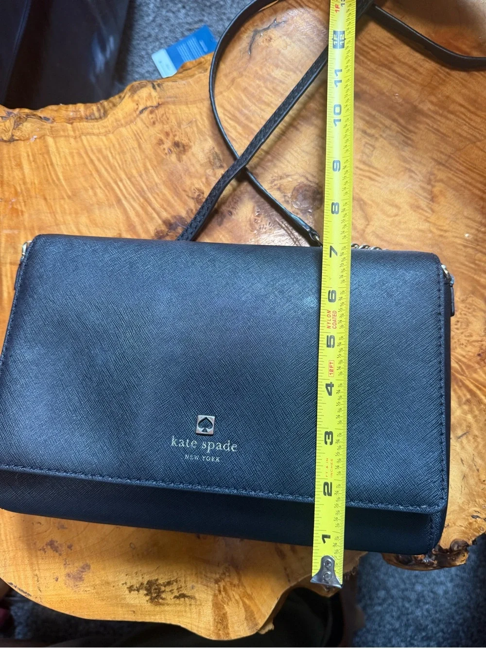 Kate Spade New York Black Saffiano Leather Flap Top Envelope Crossbody Bag Purse